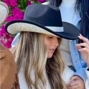 C.C Black Cowboy Hat with Rhinestone Trim Accent